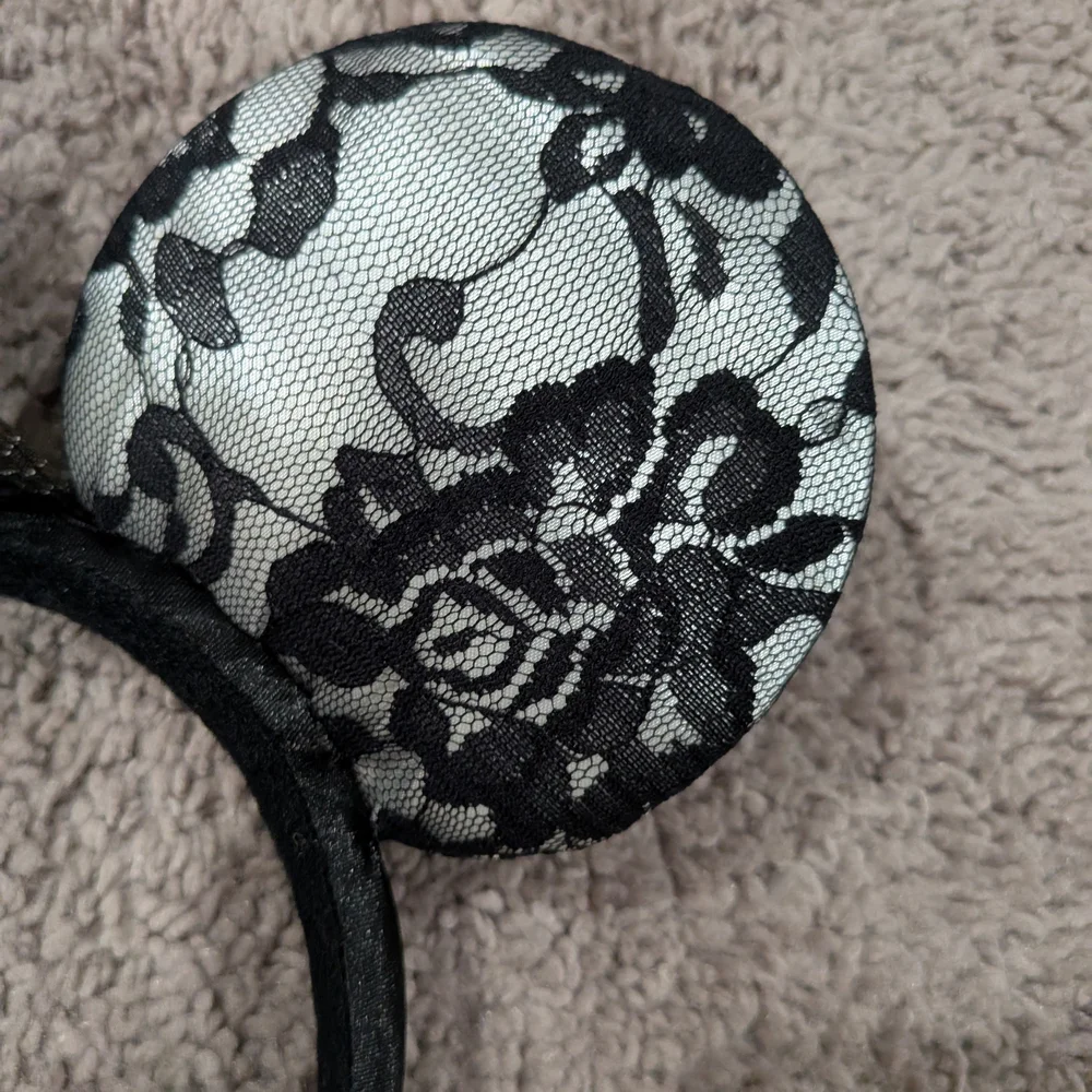 Disney Black Lace Mouse‎ Ears Headband With Tiny Hat